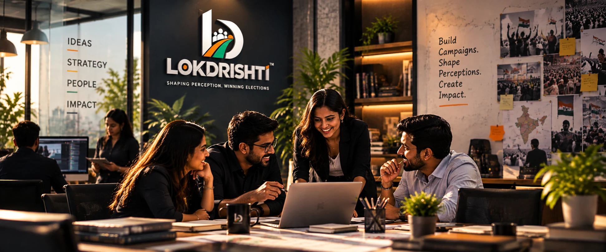 LOKDRISHTI team collaborating on political communication strategy