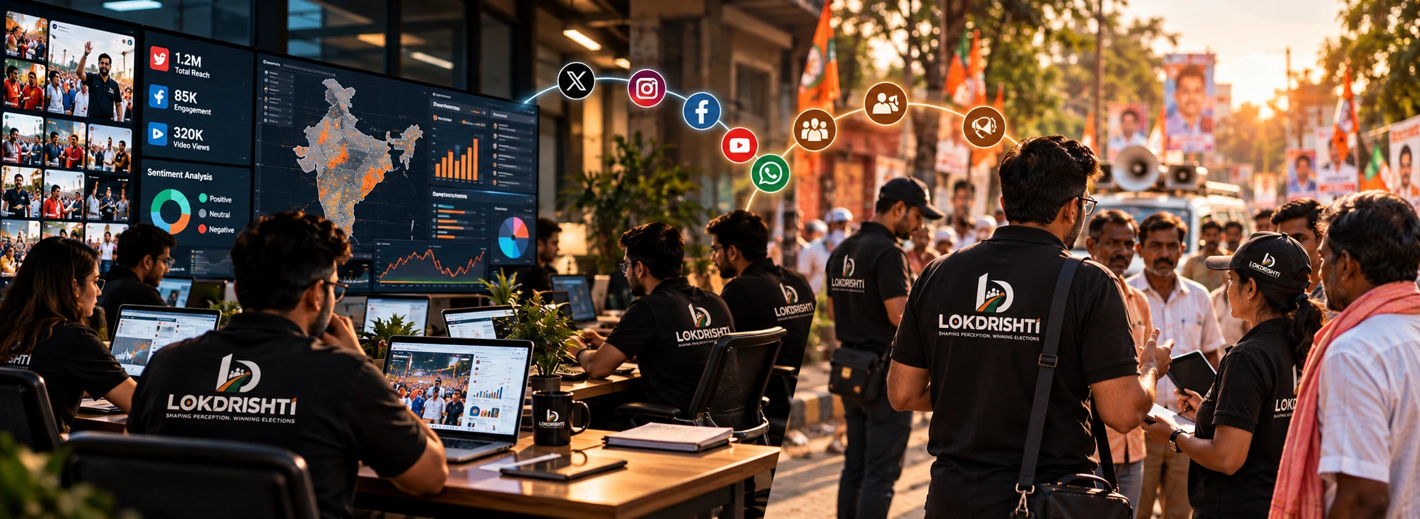 Campaign team connecting digital operations with field activity